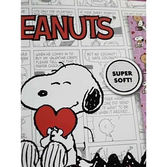 Peanuts Snoopy Charlie Brown Linus Pink Hearts Valentine’s Day Blanket 50 X 70” - Picture 5 of 16